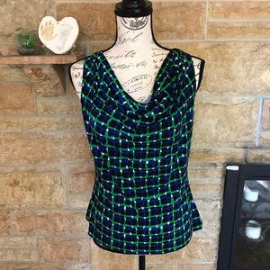 Calvin Klein Blue and Green Checkered Tank